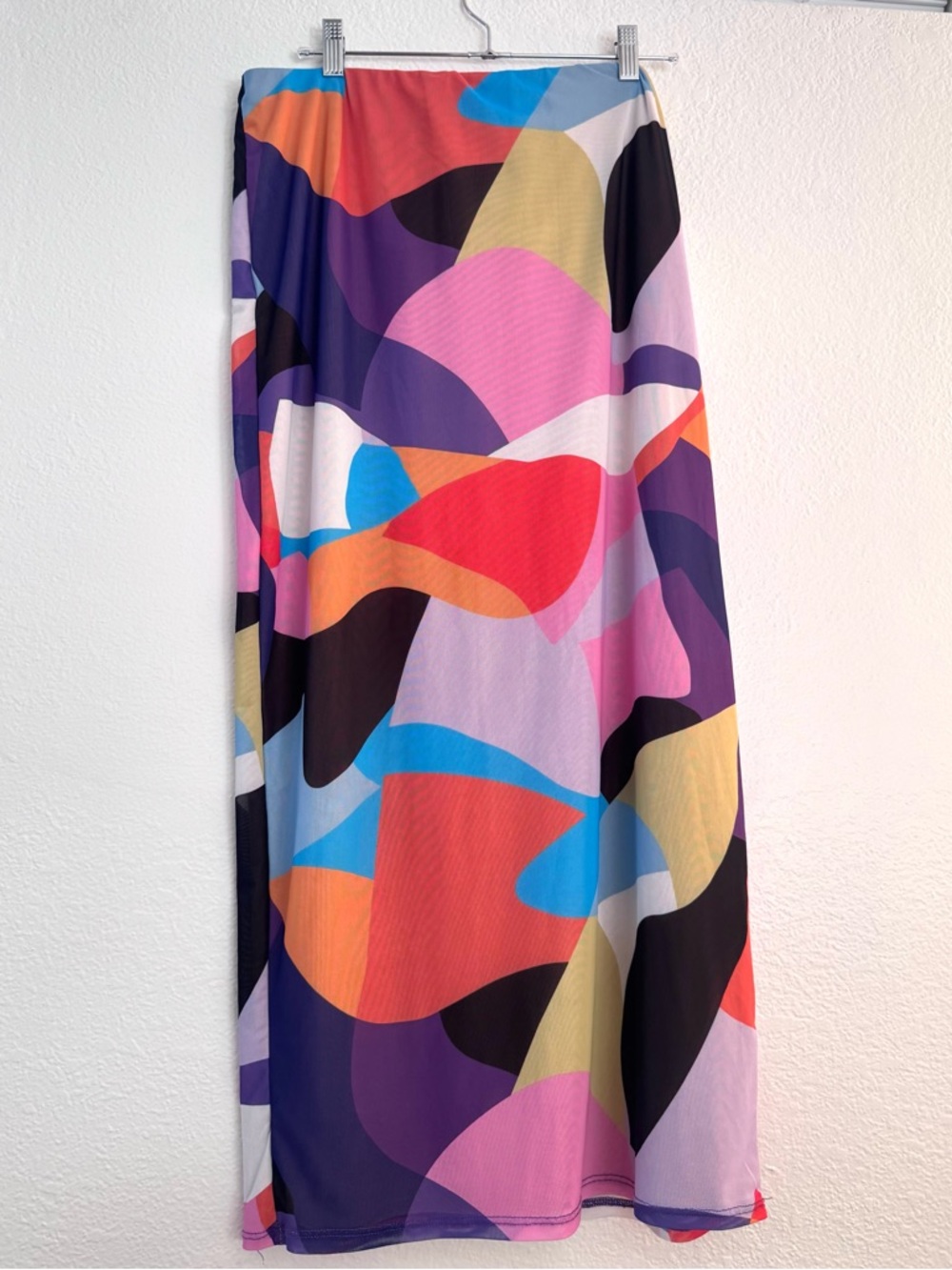 AFRM Abigail Midi Skirt Abstract Print Size L Colorful Stretch